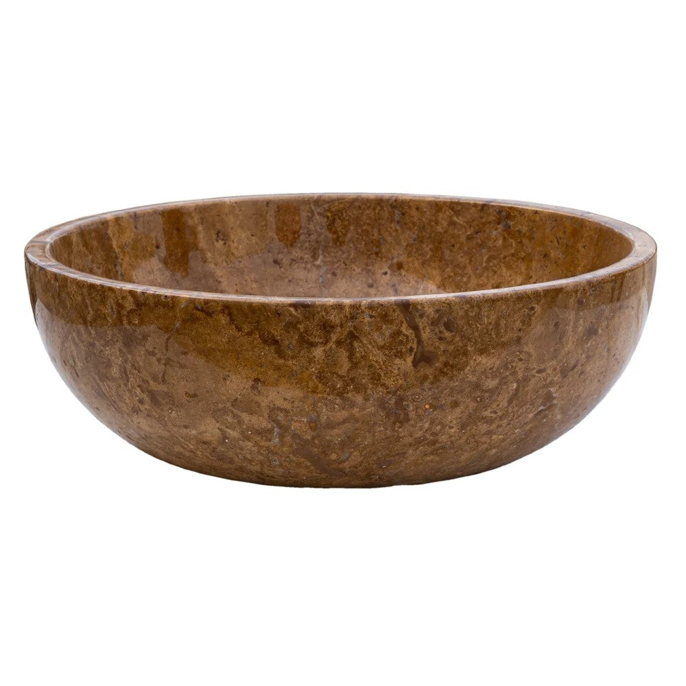 Noce Brown Travertine Natural Stone Undermount Vessel Sink Filled and Polished (D)16