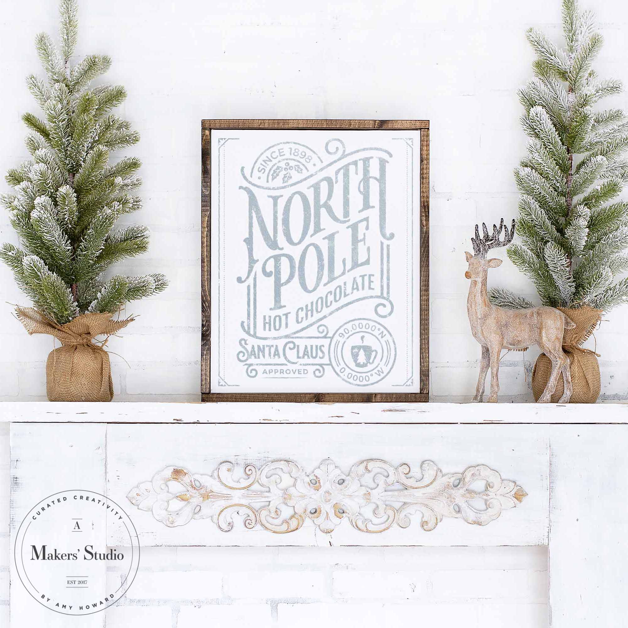 North Pole Hot Chocolate - Mesh Stencil 18x24