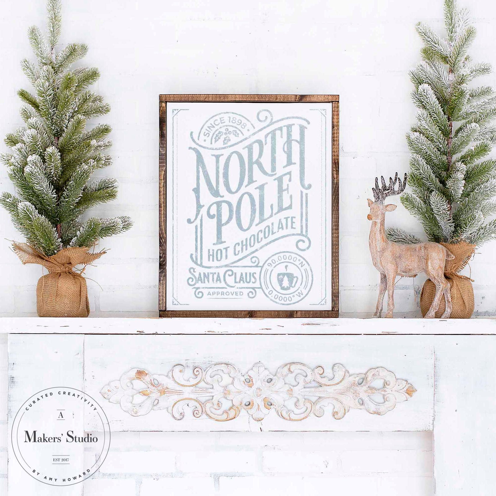 North Pole Hot Chocolate - Mesh Stencil 18x24