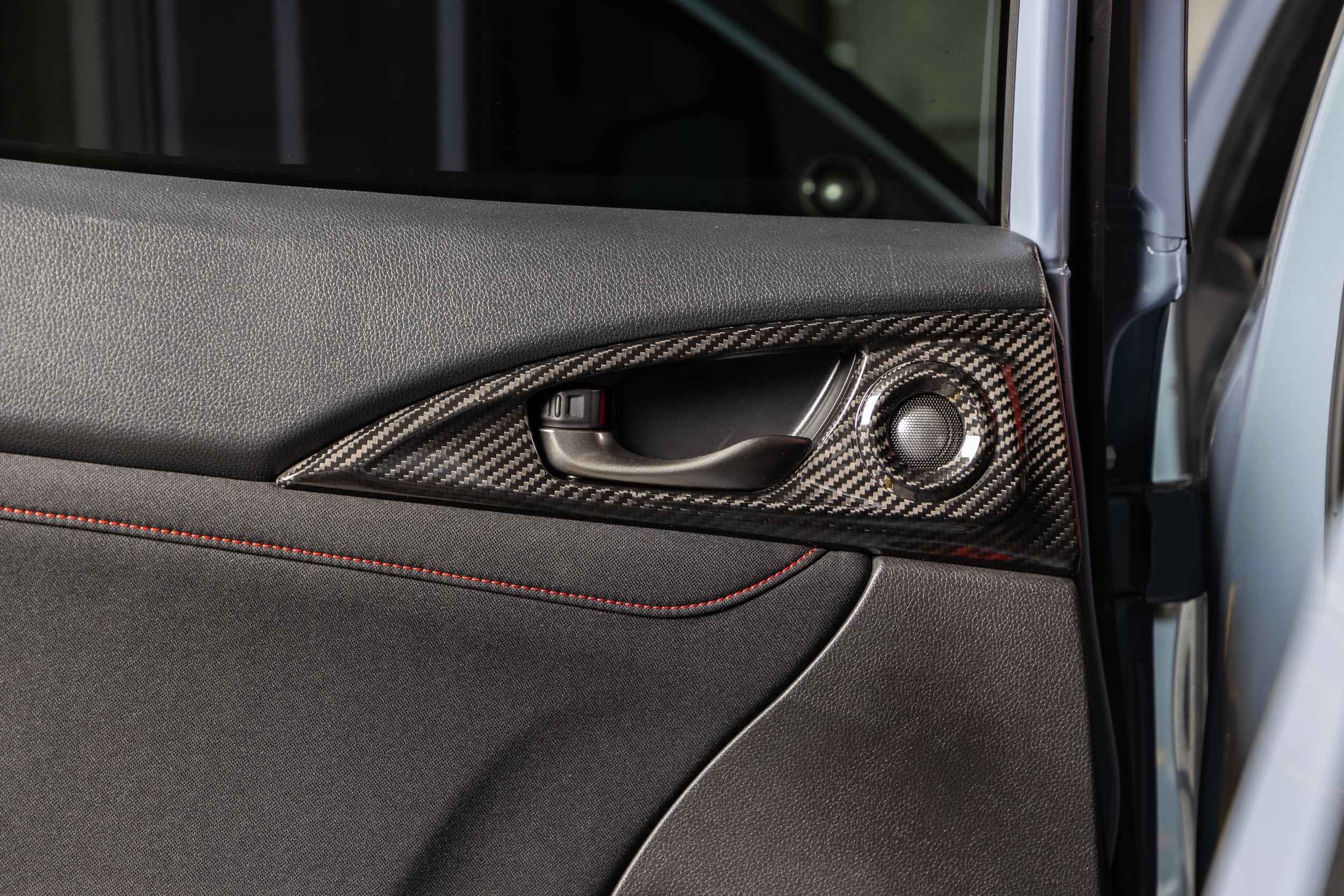 OLM LE Carbon Fiber Interior Door Handle Trim Covers (Full Set) - 2016 - 21 Honda Civic / 2017-21 Honda Civic Type R