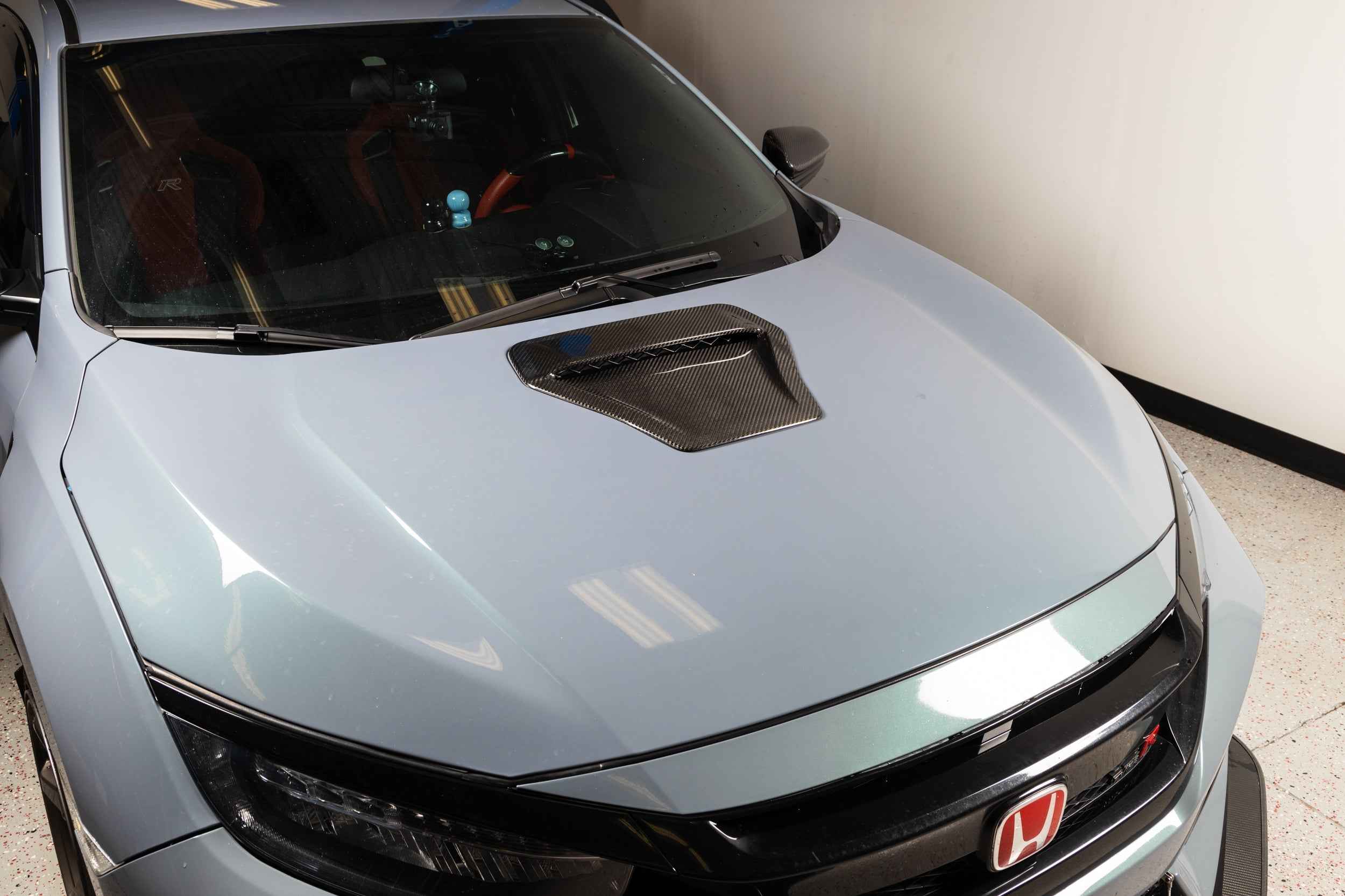 OLM LE Carbon Fiber Hood Scoop Cover - 2017 - 2021 Honda Civic Type R
