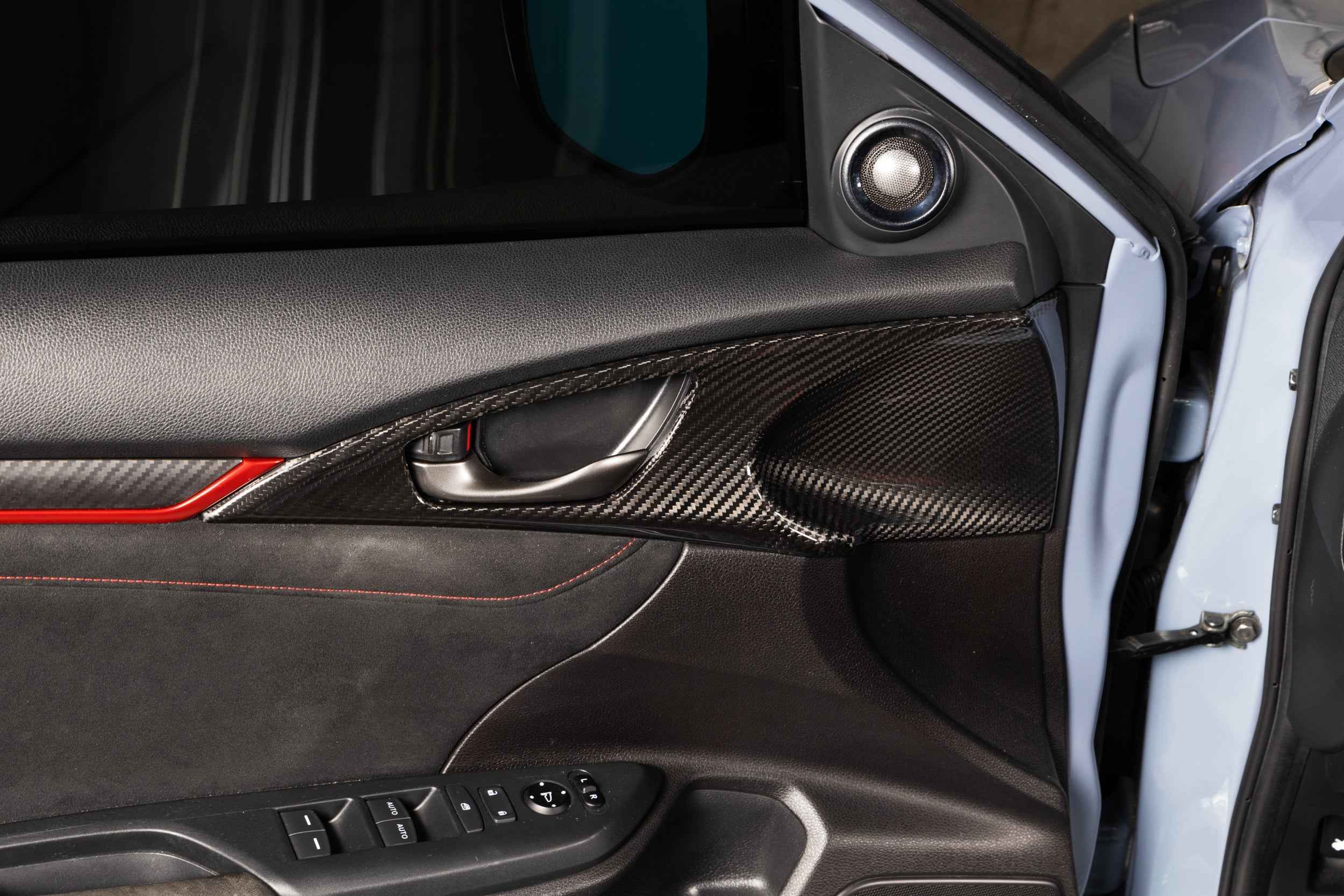 OLM LE Carbon Fiber Interior Door Handle Trim Covers (Full Set) - 2016 - 21 Honda Civic / 2017-21 Honda Civic Type R