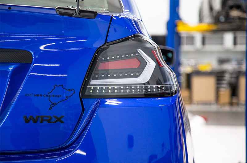 OLM Evolution Tail Lights (Clear Lens, Black Base, White Bar) - 2015-2021 WRX / STI