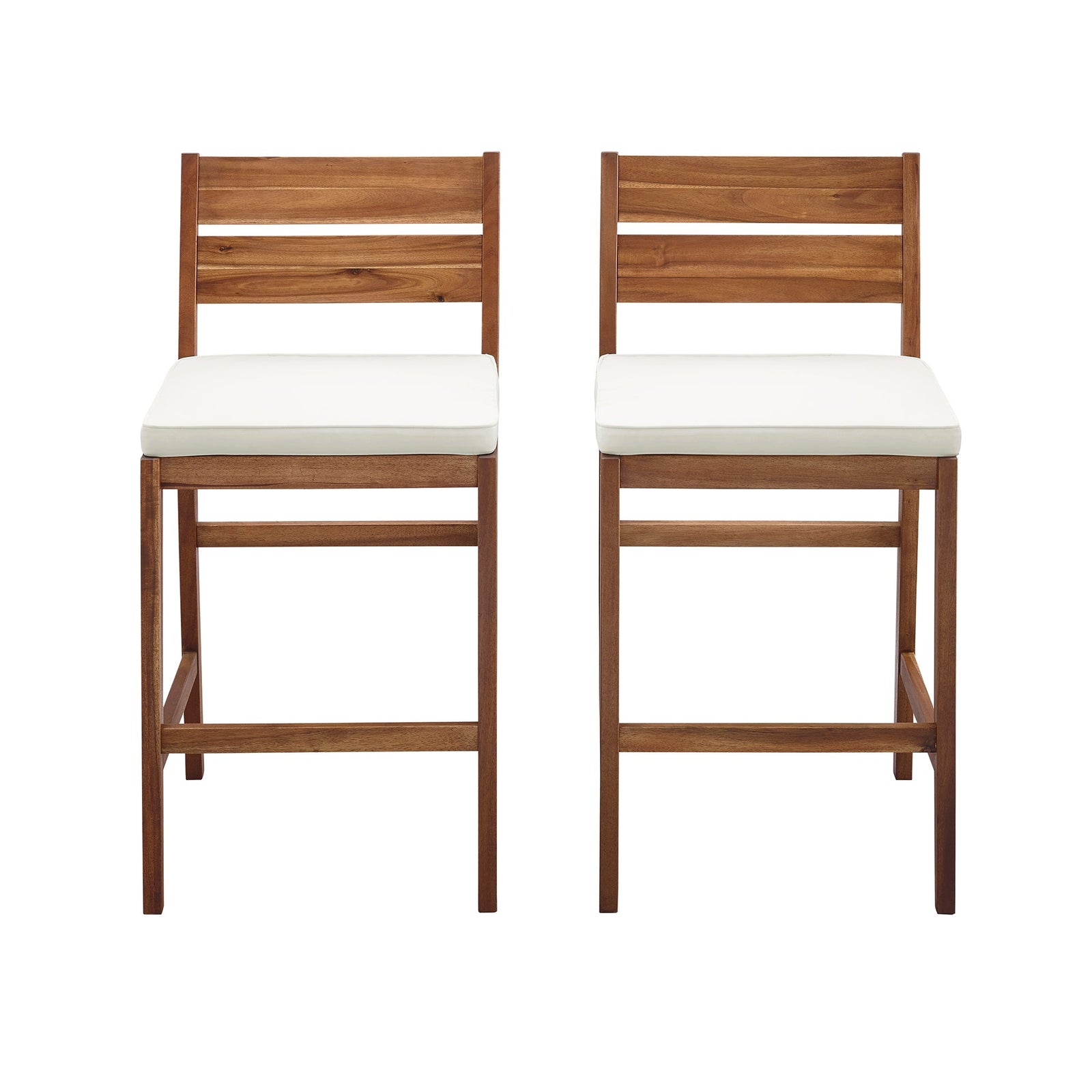Acacia Wood Counter Stools, Set of 2