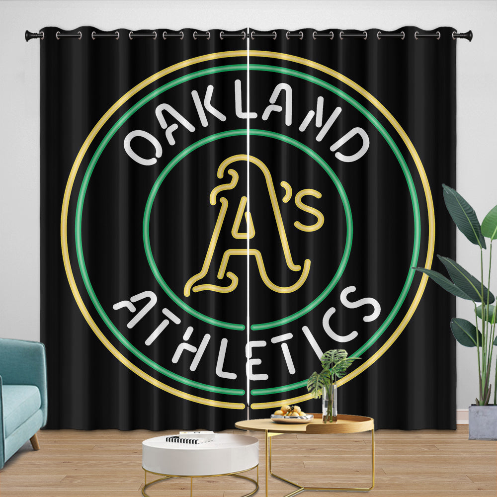 Oakland Athletics Curtains Blackout Window Drapes Room Decoration