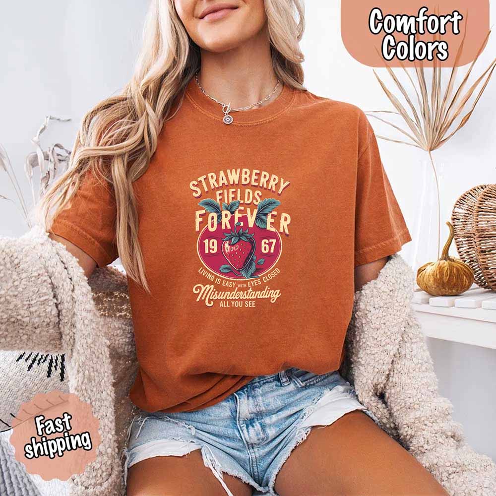 Old School Rock Band Tee – Strawberry Fields Comfort Colors Shirt