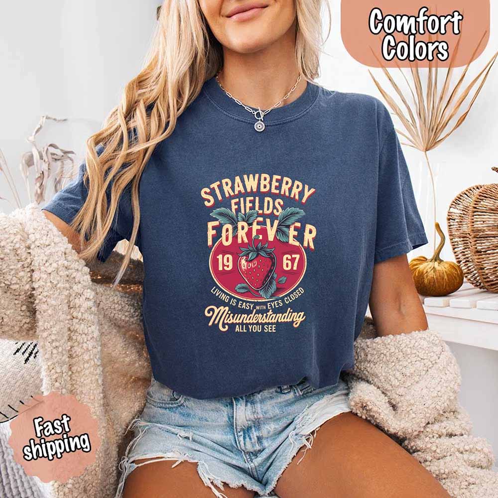 Old School Rock Band Tee – Strawberry Fields Comfort Colors Shirt