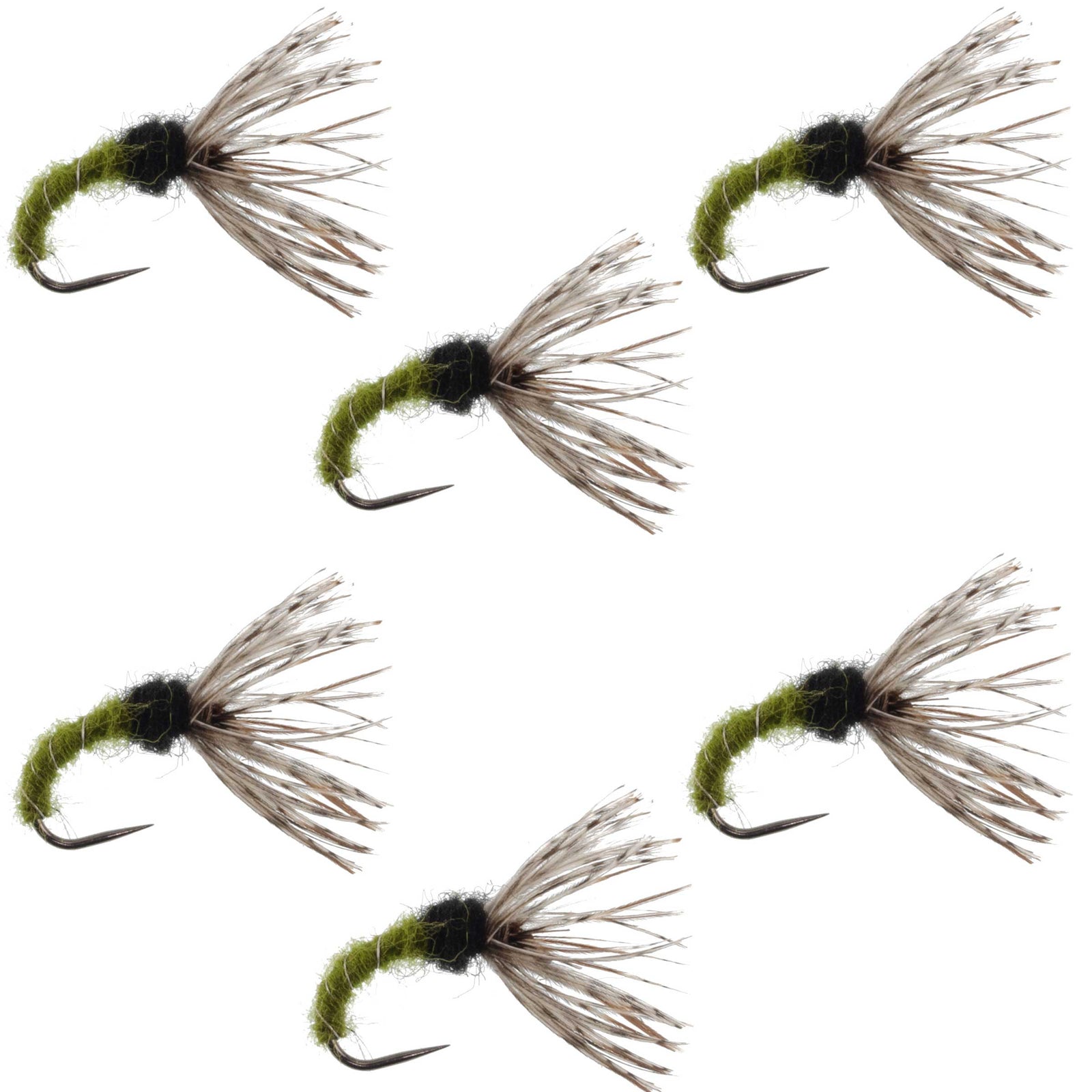 Olive Zebra Sakasa Kebari - 6 Tenkara Flies - Size 12