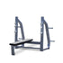 Olympic Flat Bench - Muscle D Fitness - 11 Gauge Steel - Commercial Upholstery - Weight Storage Pegs
