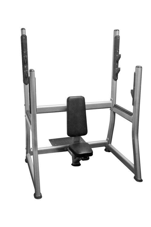 Olympic Military Bench - Muscle D Fitness - 11 Gauge Steel - Commercial Upholstery - Weight Storage Pegs