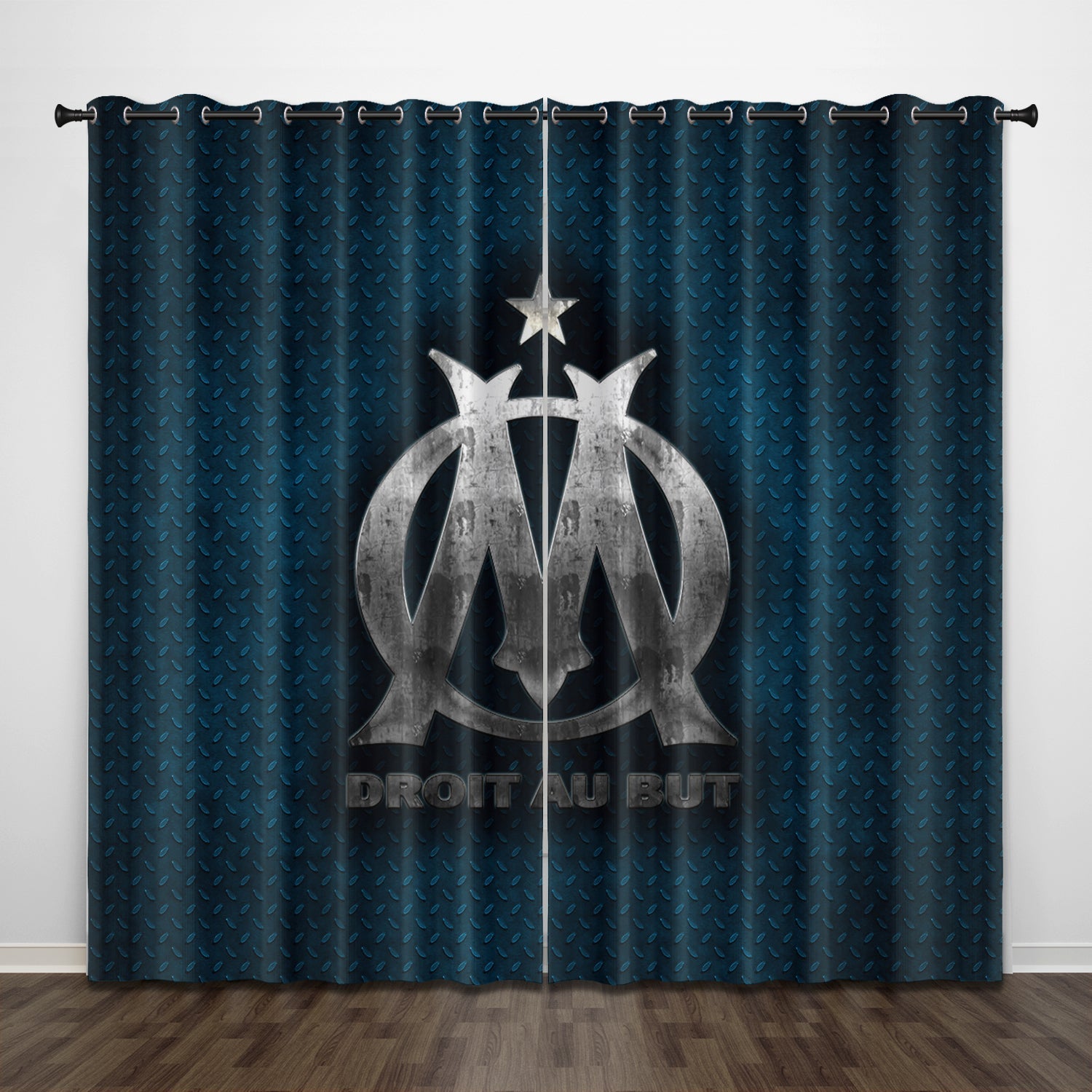 Olympique de Marseille Curtains Pattern Blackout Window Drapes