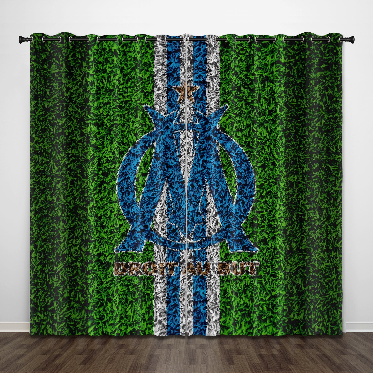 Olympique de Marseille Curtains Pattern Blackout Window Drapes