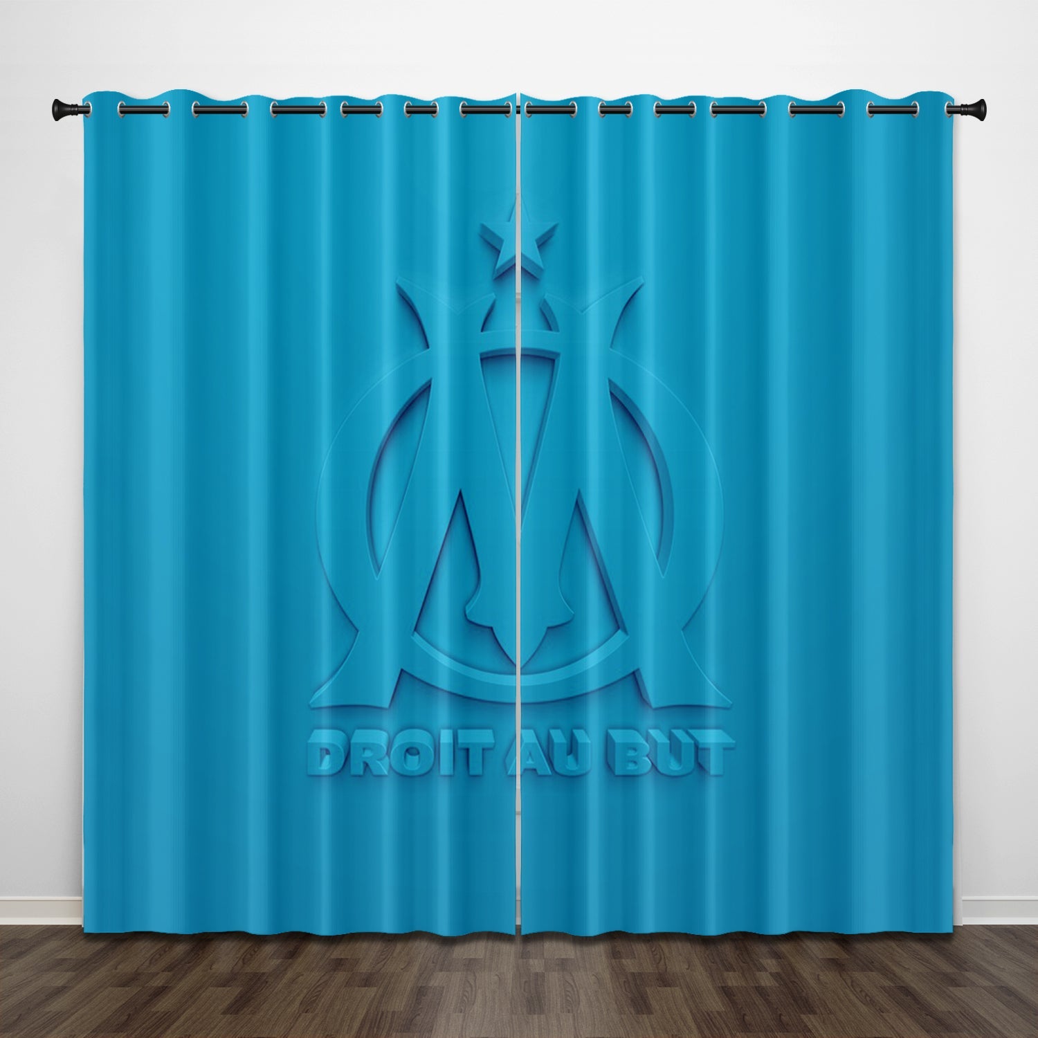 Olympique de Marseille Curtains Pattern Blackout Window Drapes