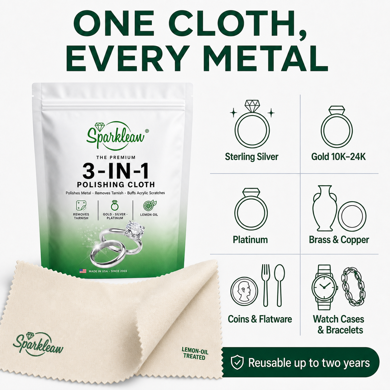 Jewelry Cleaner Lemon-Infused Polishing Cloth: Tackle Tarnish & Scratches on Metals