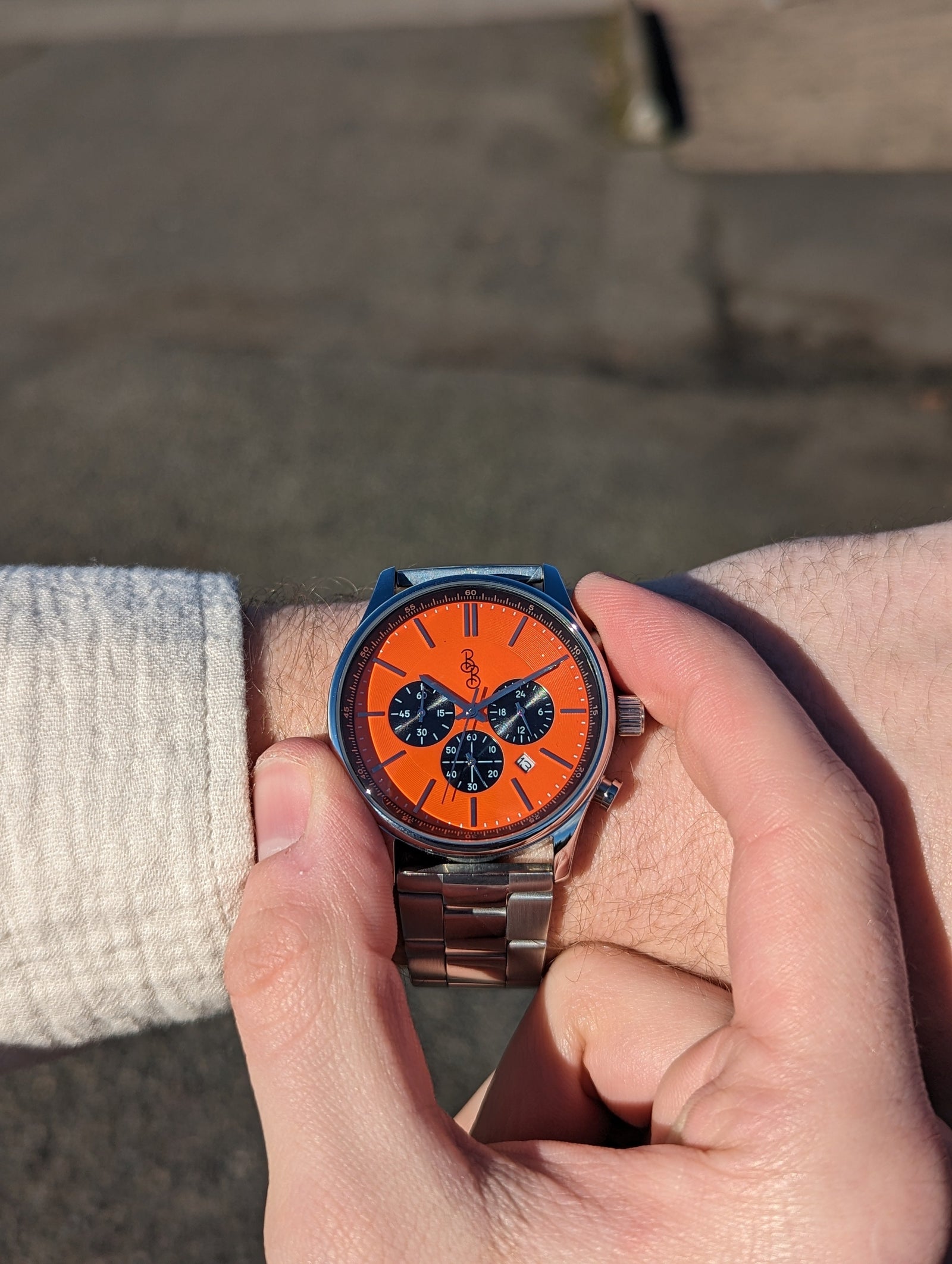 Orange and Black Chronograph Watch