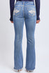 Women's Mid Rise Heavy Stitch Bootcut Cross Studded Jeans