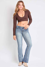 Women's Heavy Stitch Mid Rise Bootcut Stud Jeans