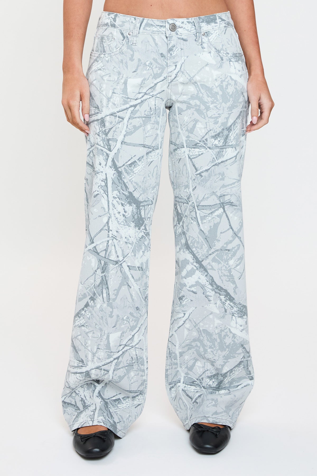 Women's Britney Printed Low Rise Wide Leg Jeans