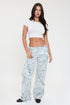 Women's Britney Printed Low Rise Wide Leg Jeans