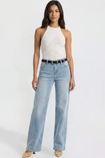 Women's Britney Belted Wide Leg Jeans