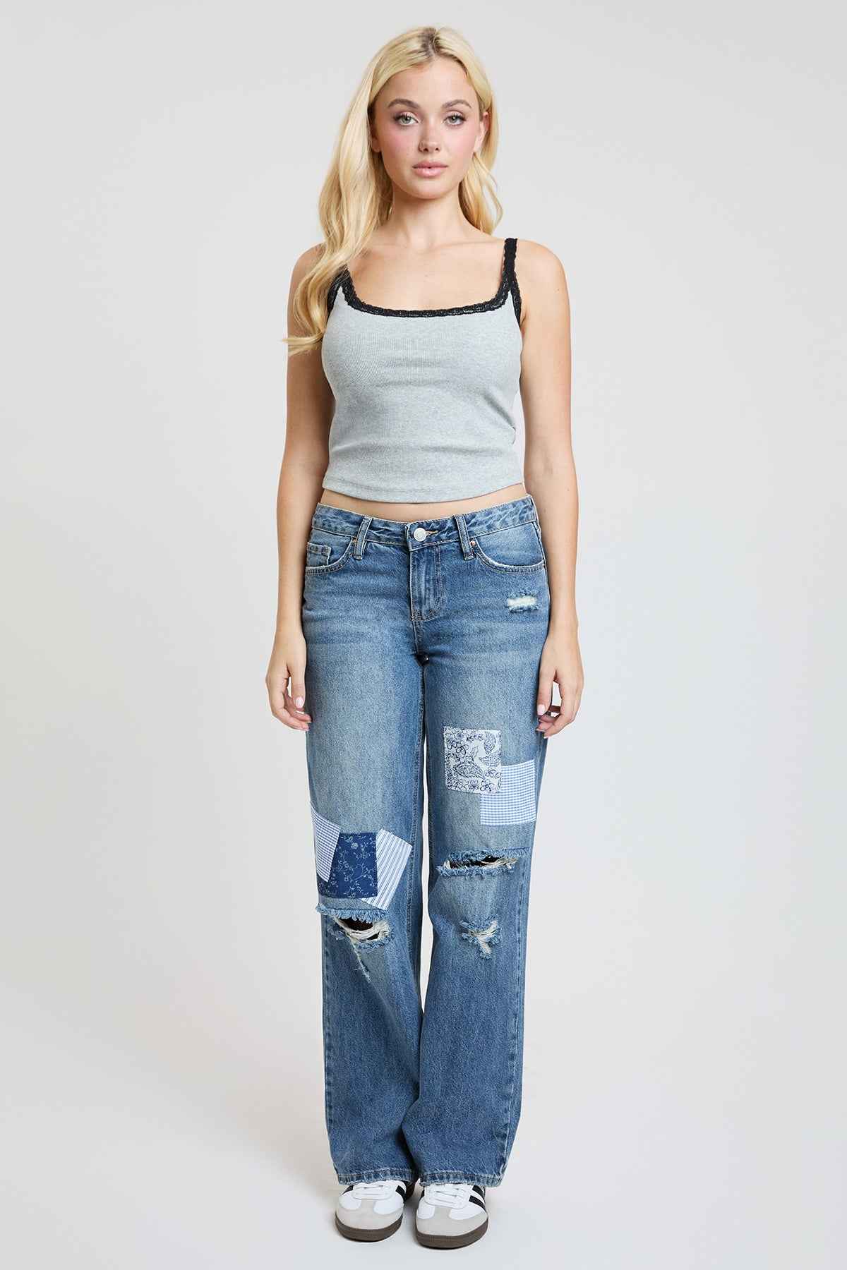 Women's Patchwork Wide Leg Jeans