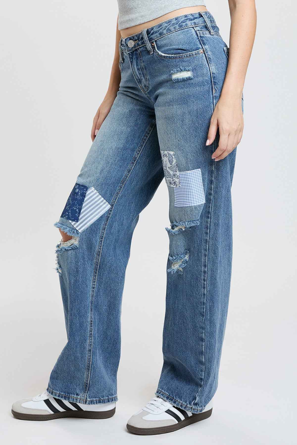 Women's Patchwork Wide Leg Jeans