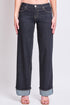 Women's Low Rise Wide Leg Cuff Jeans