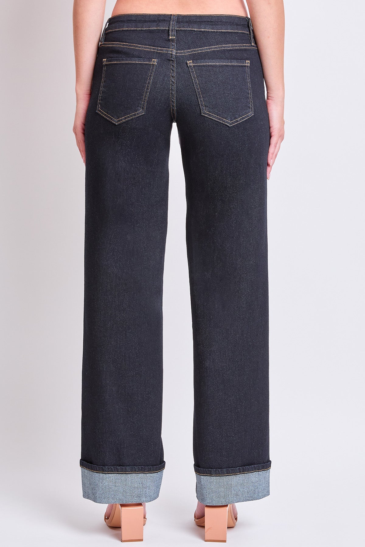 Women's Low Rise Wide Leg Cuff Jeans