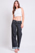 Women's Low Rise Wide Leg Cuff Jeans