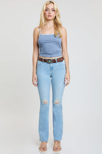 Women's Mid Rise Belted Bootcut Jeans