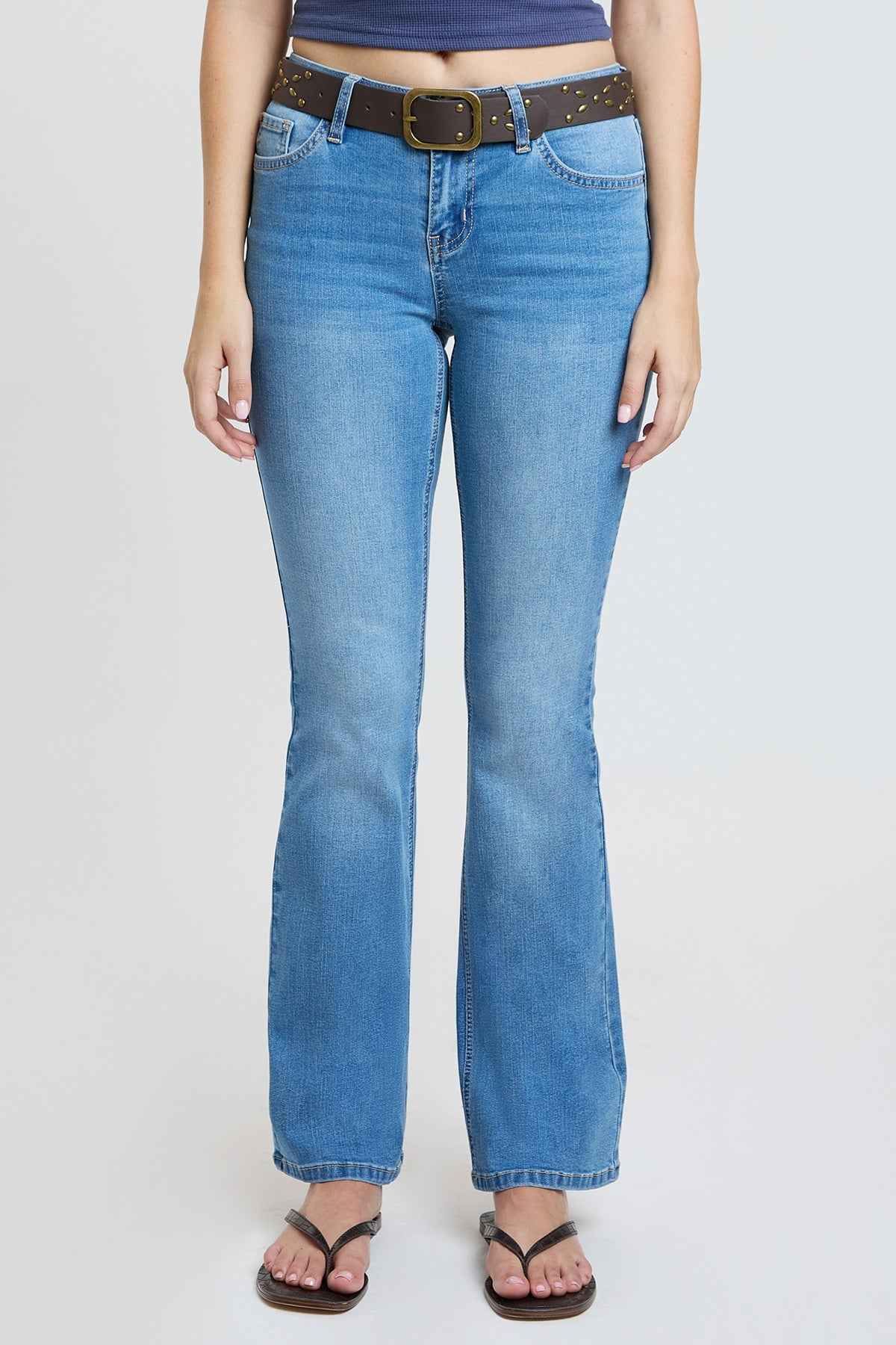Women's Mid Rise Belted Bootcut Jeans