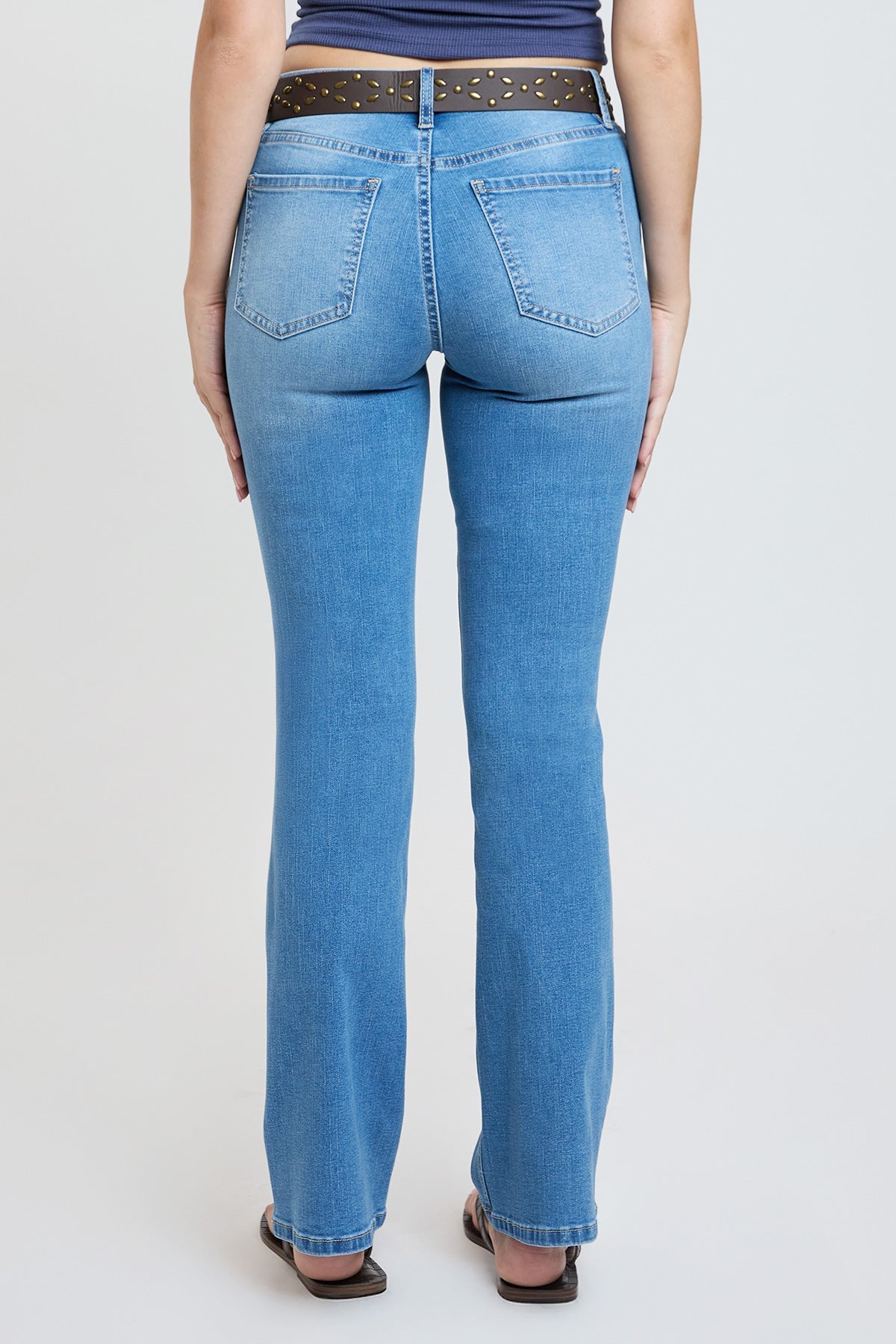 Women's Mid Rise Belted Bootcut Jeans