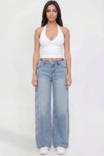 Women's Joey Super Wide Leg Jeans with Love Patch