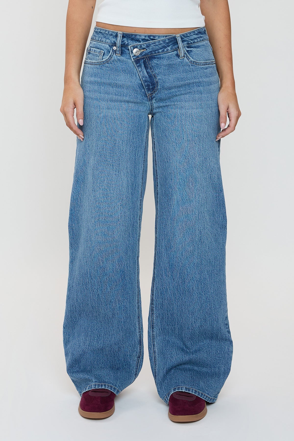 Women's Luxe Asymmetrical Wide Leg Jeans