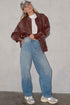 Women's Moto Relaxed Rise Baggy Barrel Jeans with Seam Detail
