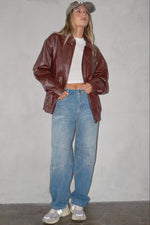 Women's Moto Relaxed Rise Baggy Barrel Jeans with Seam Detail