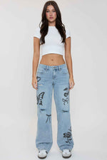 Women's Printed Wide Leg Jeans