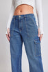 Women's Elastic Waist Straight  Cargo Jean