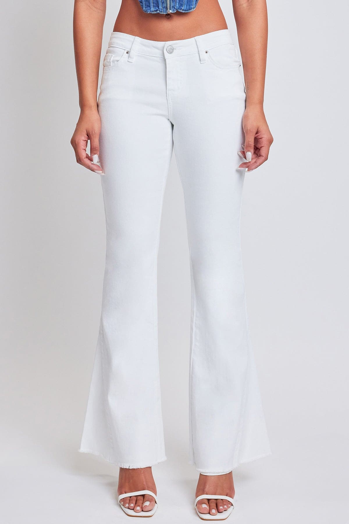 Women's Low Rise Fray Hem Flare Jeans