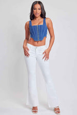 Women's Low Rise Fray Hem Flare Jeans