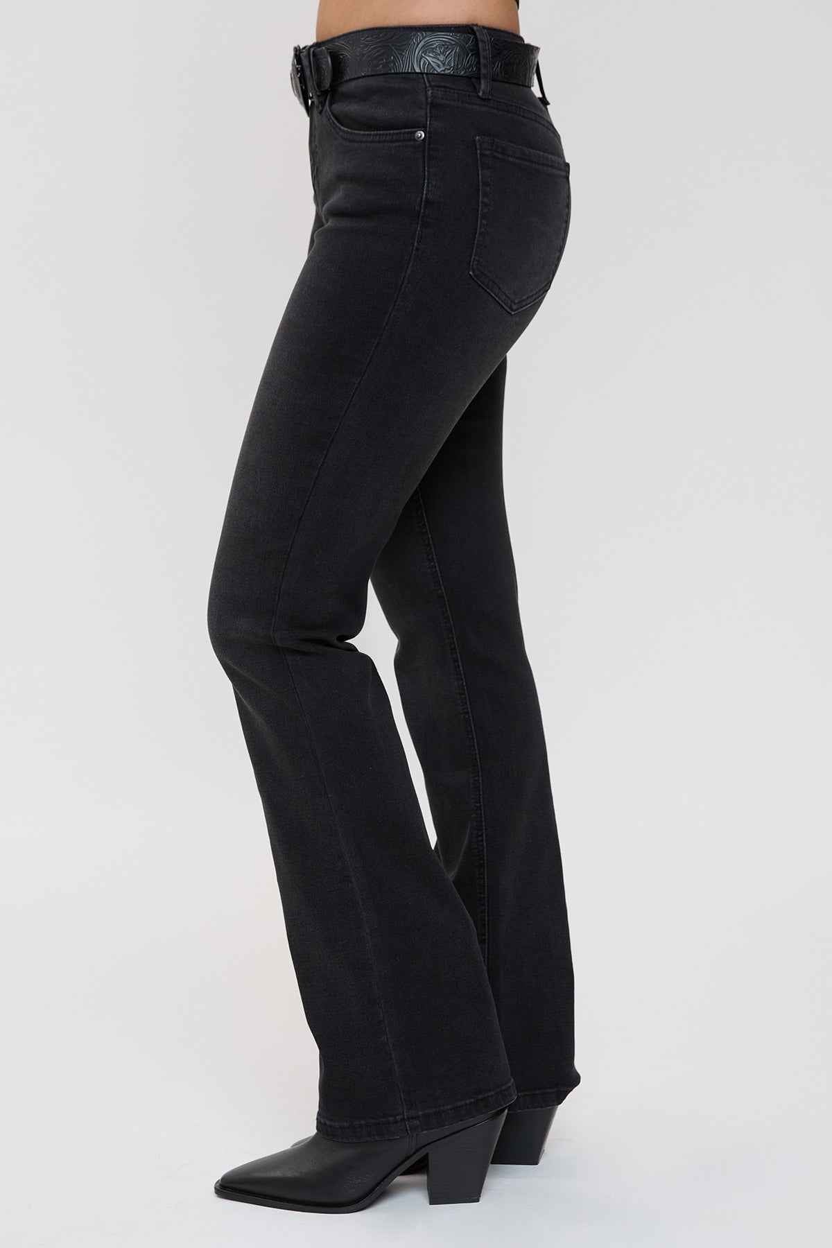 Women's Belted Bootcut Jeans