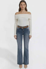 Women's Belted Bootcut Jeans