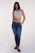 Women's Luxe Mid Rise 3-Button WannaBettaButt Skinny Jeans