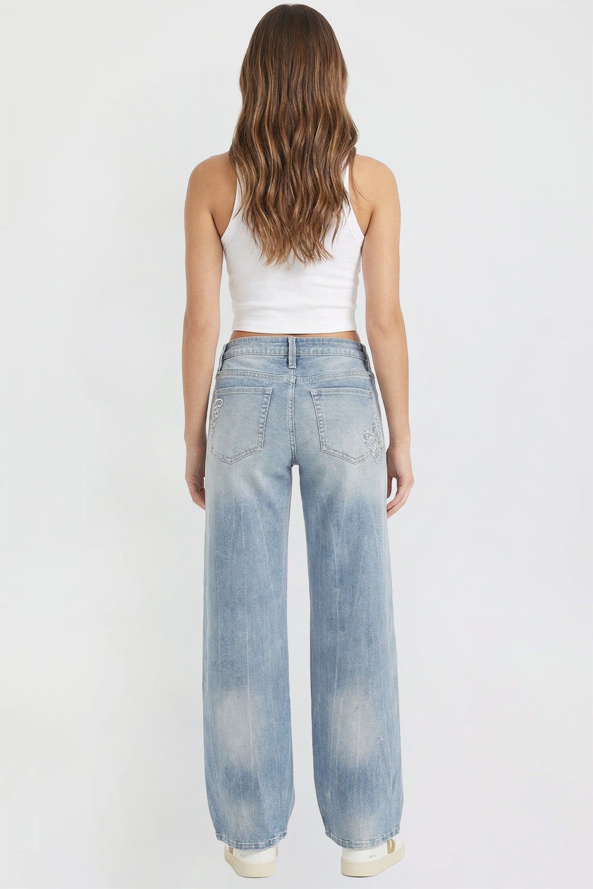 Women's Britney Buttefly Pocket Wide Leg Jeans