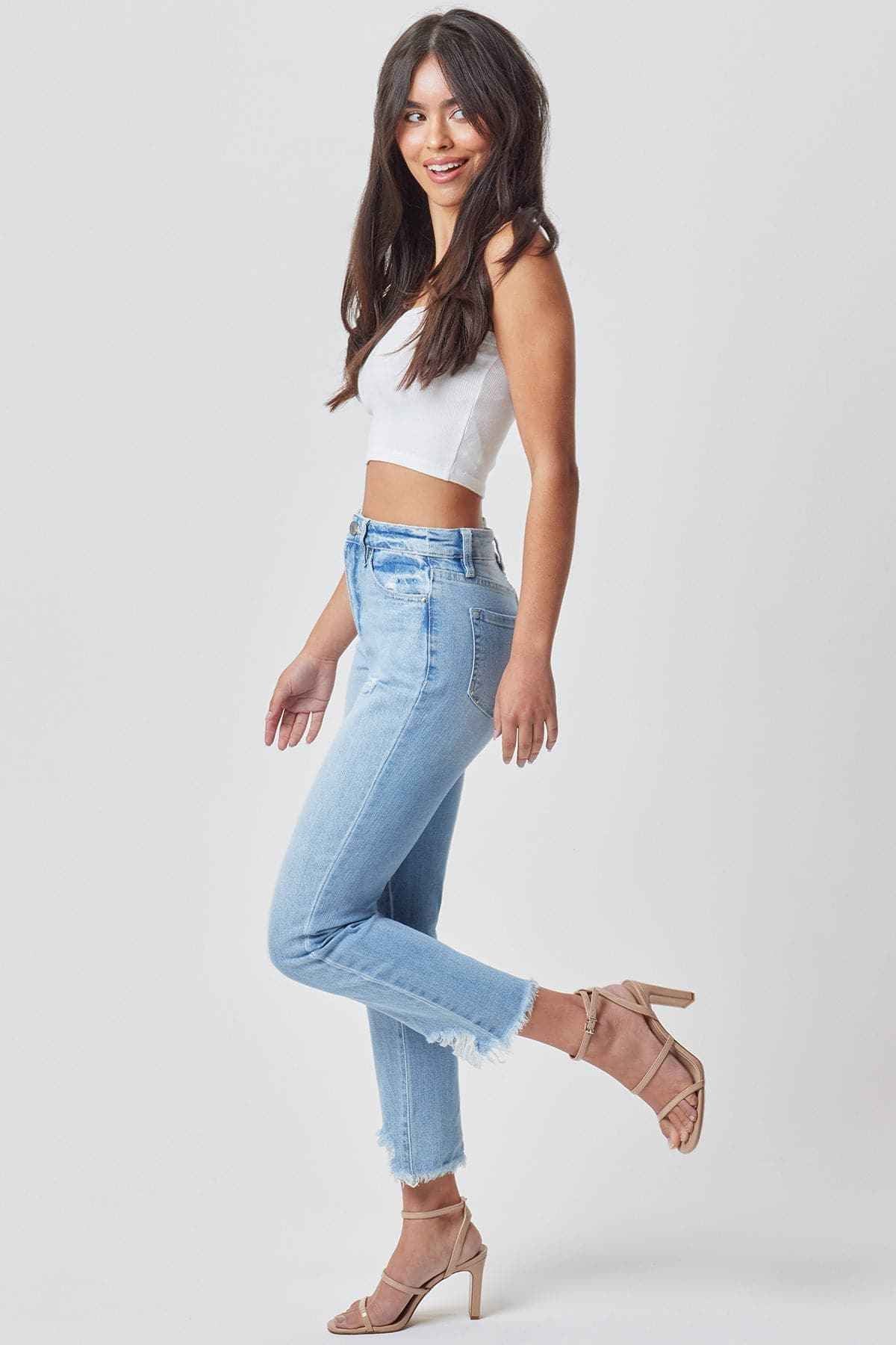 Women's Dream Cropped Frayed Slim Straight Jeans
