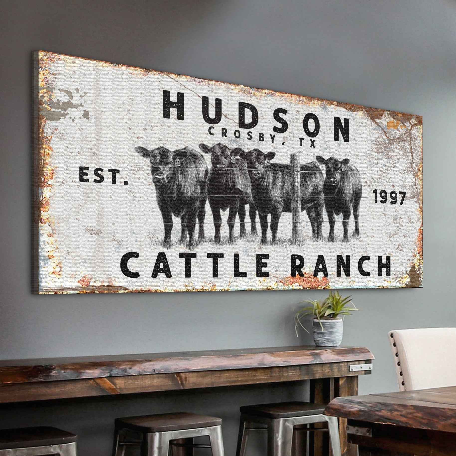 Personalized Cattle Ranch Rustic Sign II