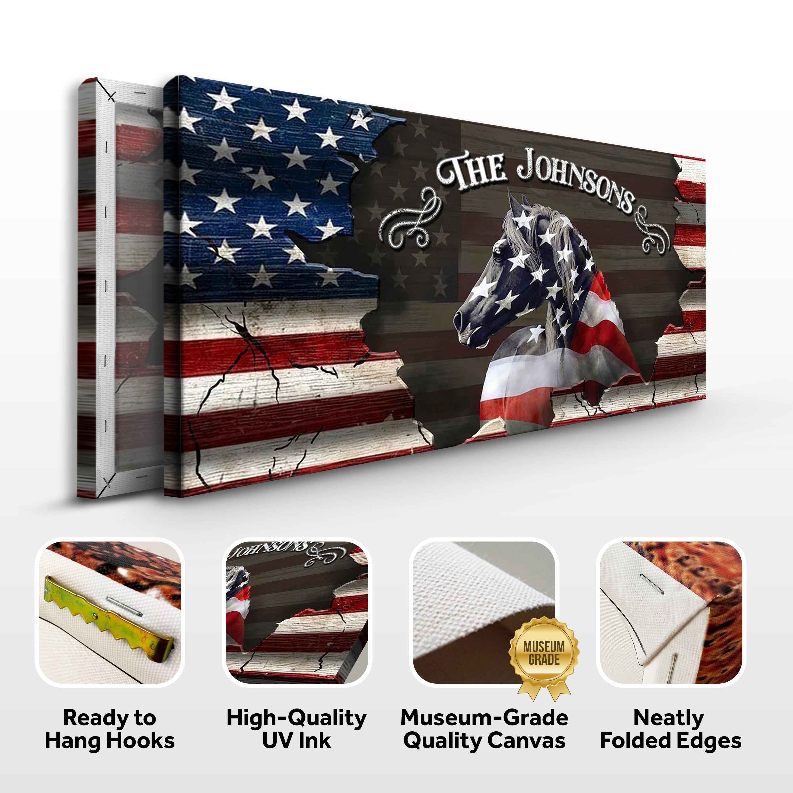 Family Name Sign - American Horse Wall Art