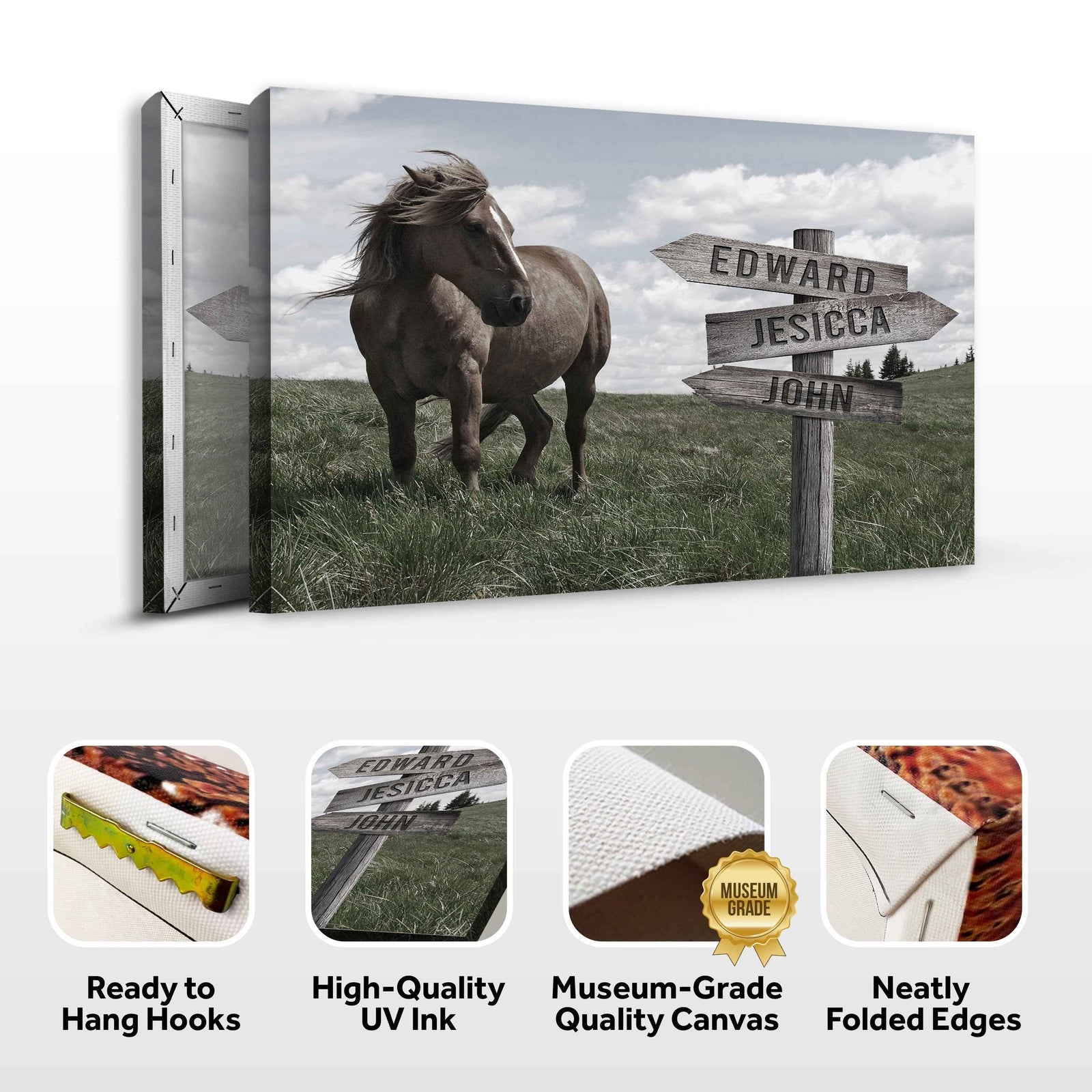 Classic Horse Family Name Sign