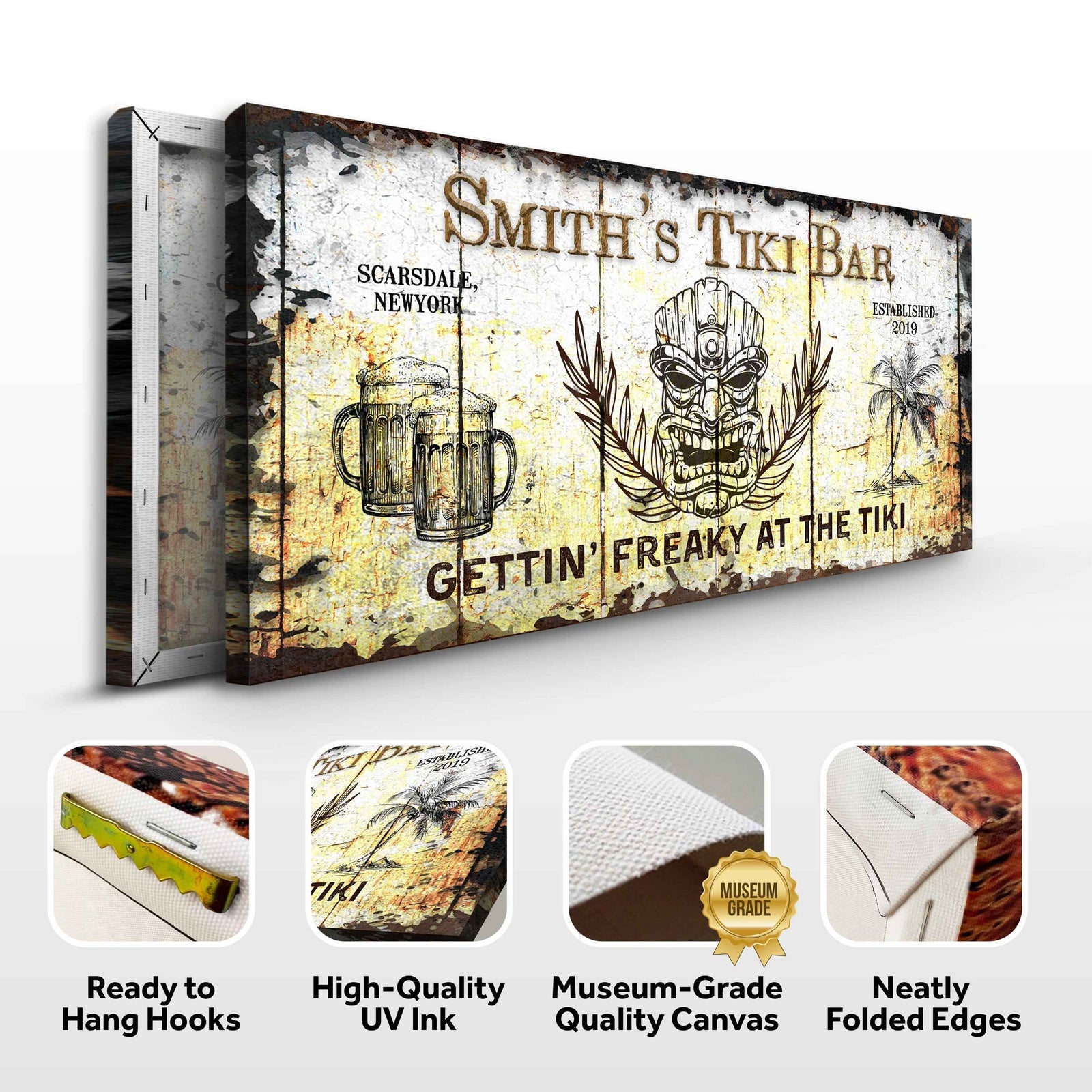Personalized Tiki Bar Sign: Custom Bar Signs for Home Bar – Ideal For Your Basement Bar Or Man Cave Decor