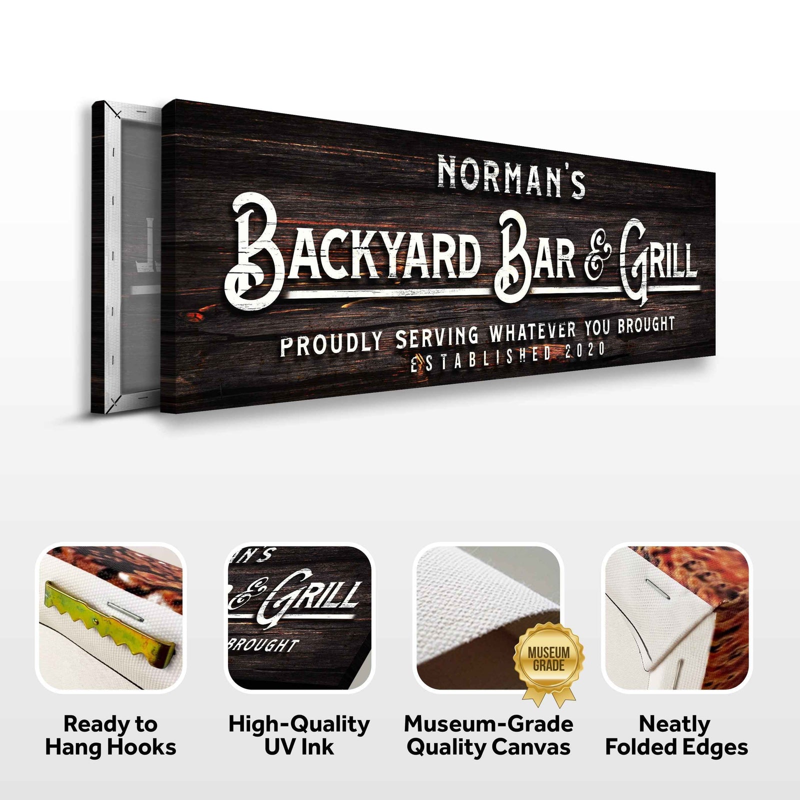 Custom Backyard Bar and Grill Sign: Custom Bar Signs for Home Bar – Perfect for Outdoor Man Cave Decor